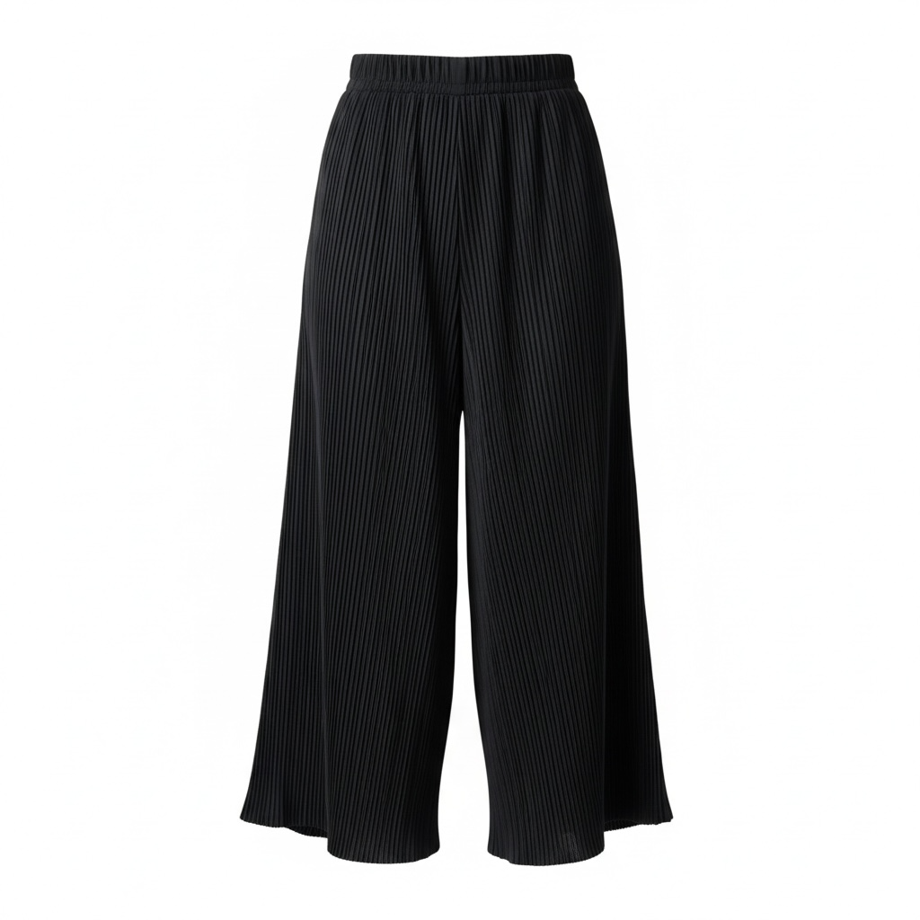 Black Pleated Wide Leg Pants