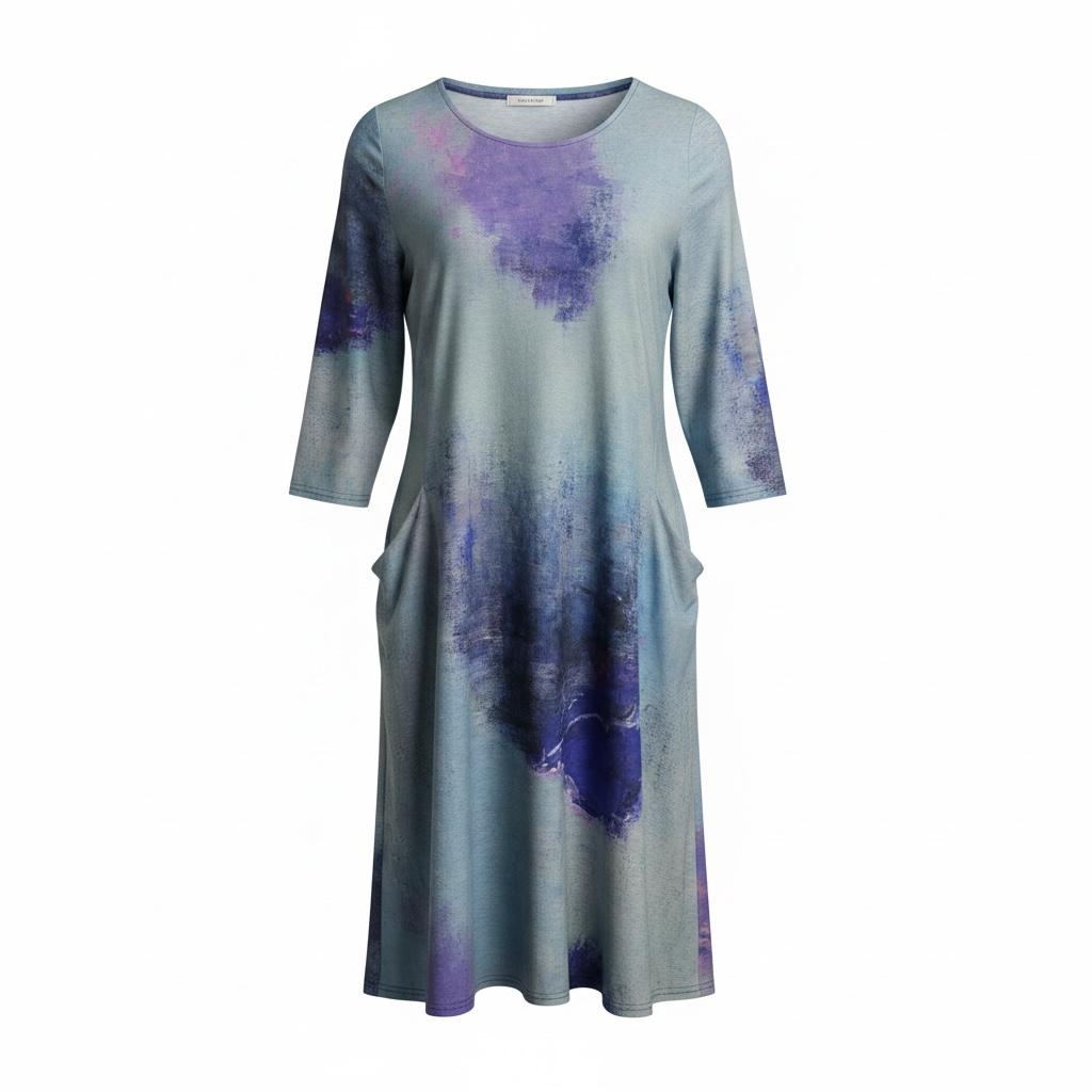 3 Potato Blue & Purple Abstract Dress