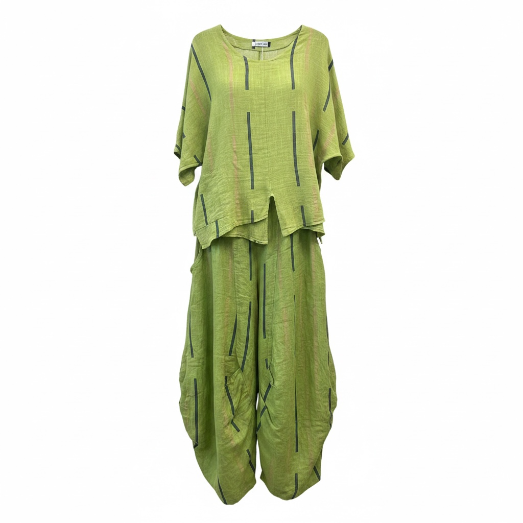 Transparente Green Linen Two-Piece Set