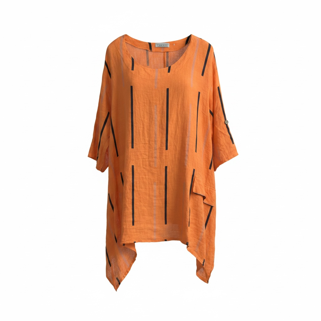 Transparente Orange Linen Tunic Top