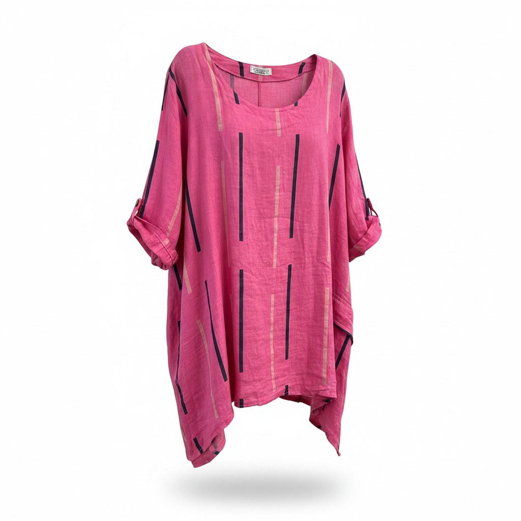Transparente Pink Linen Tunic Top