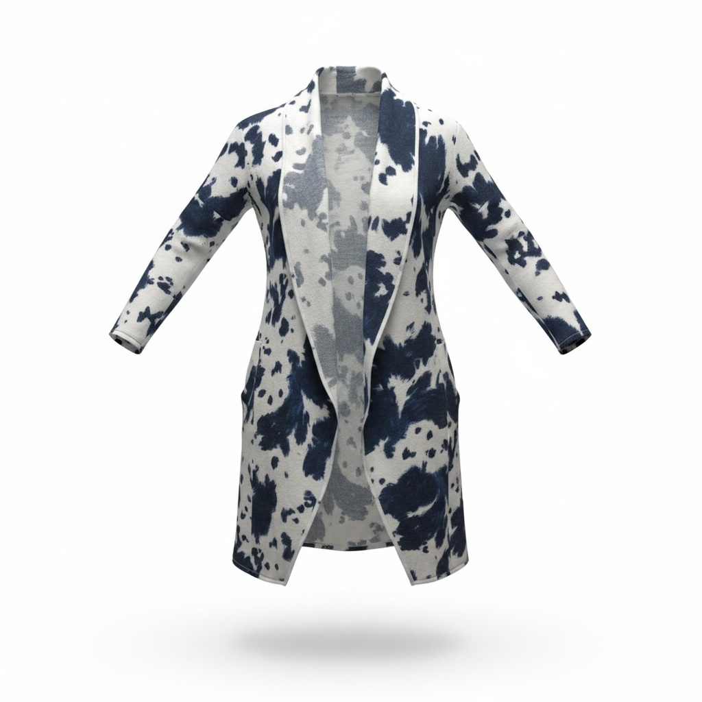 Transparente Navy Cow Print Duster Cardigan