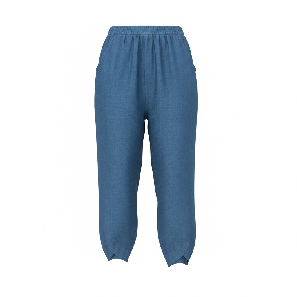 Transparente Blue Linen Barrel Pants