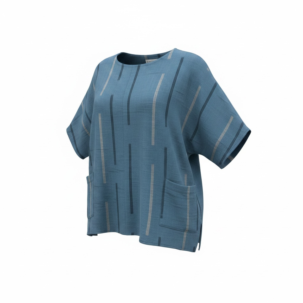 Transparente Steel Blue Linen Tunic Top