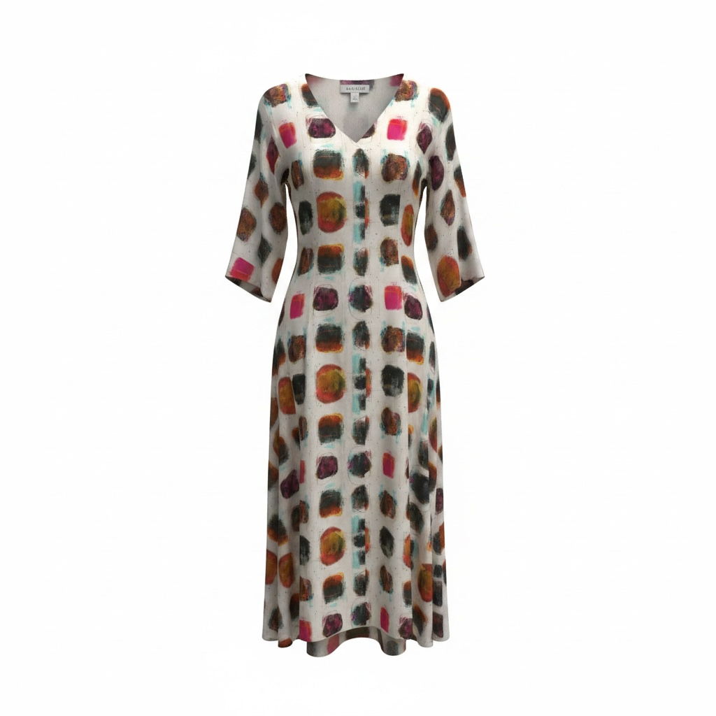 M Square Mosaic Print Midi Dress with Pockets