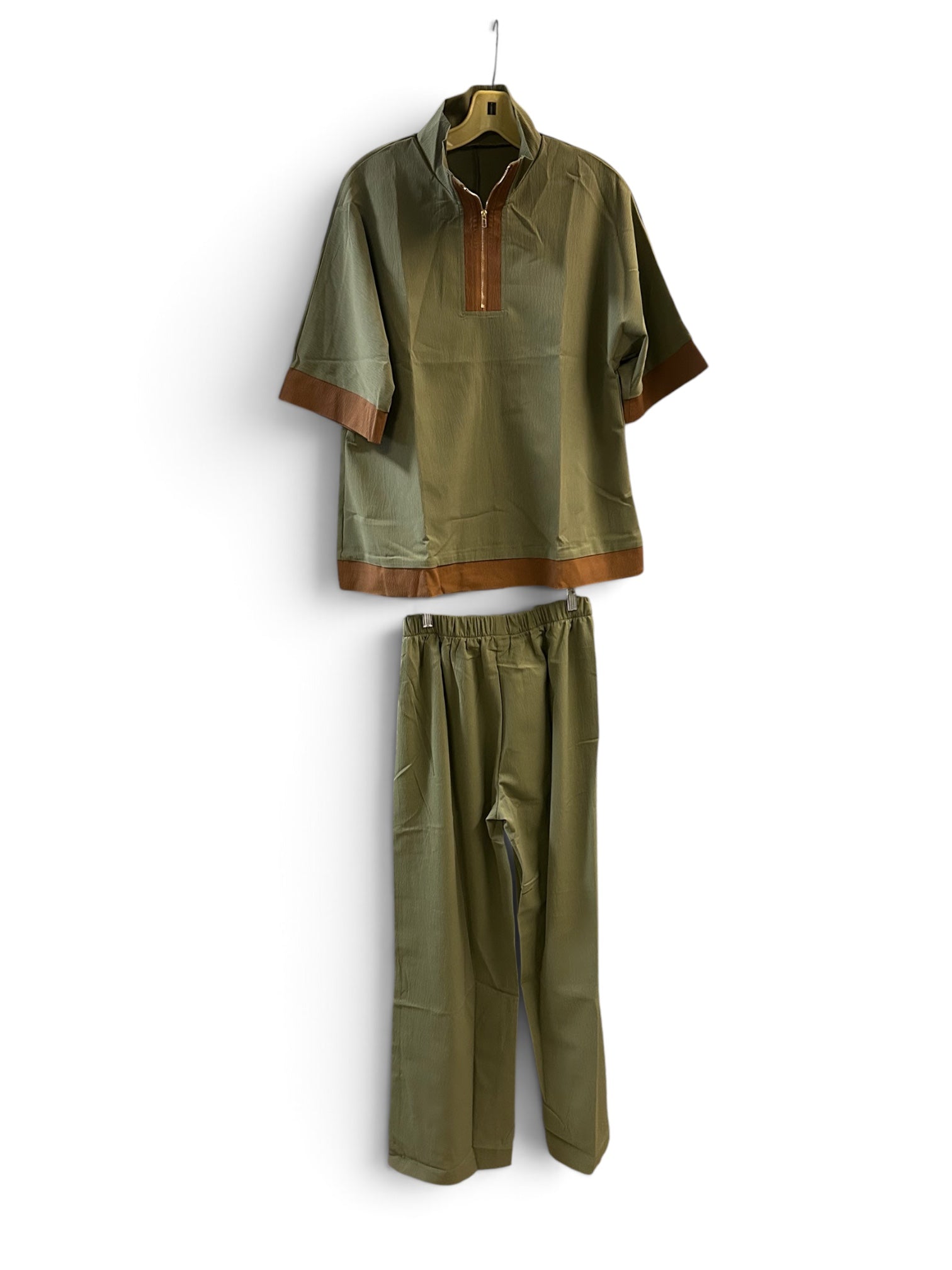 LLB Olive Zip-Neck Set