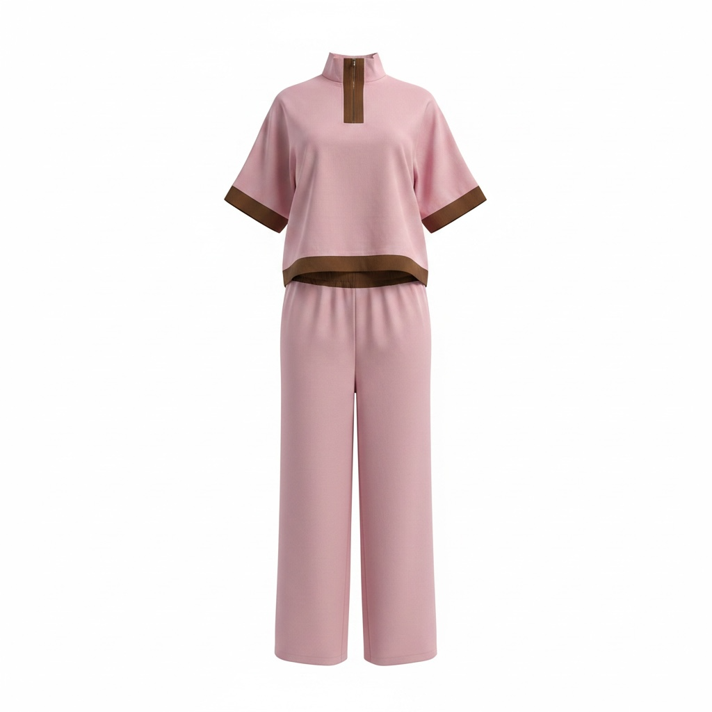 LLB Rosette Zip-Neck Set
