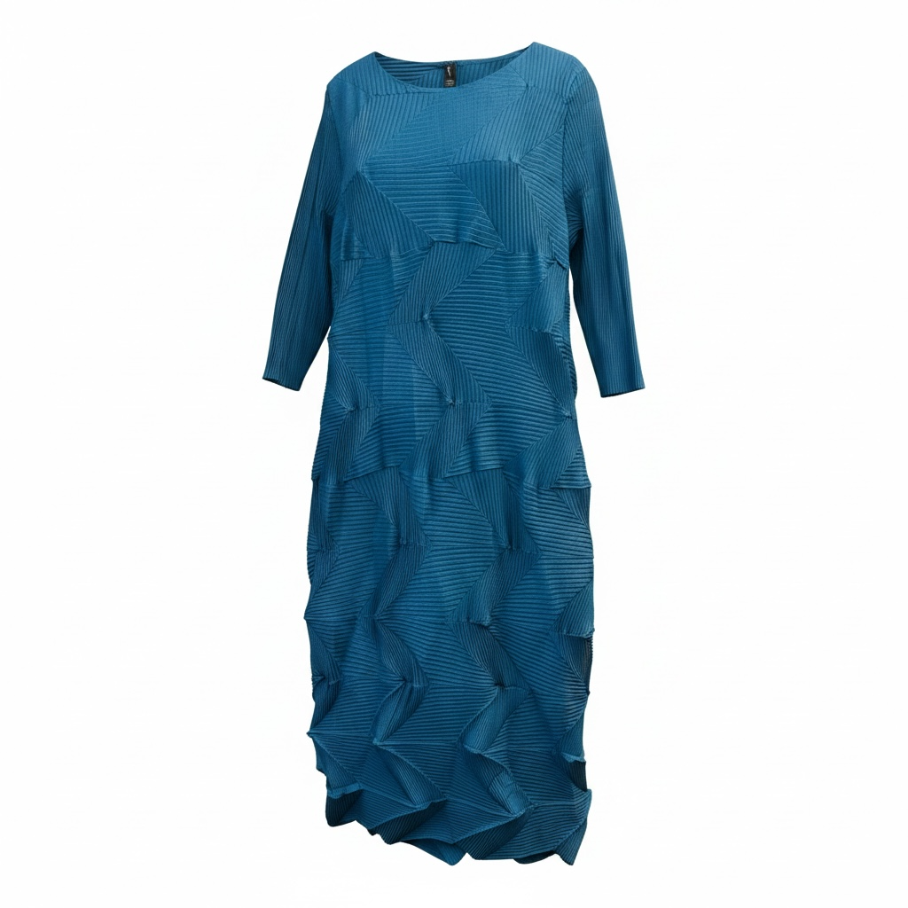 Teal Origami Pleat Dress