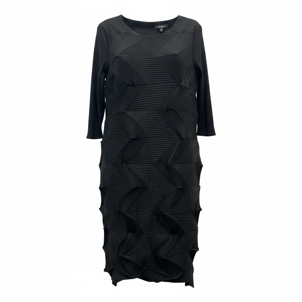 Black Simply Vanité Origami Pleat Dress