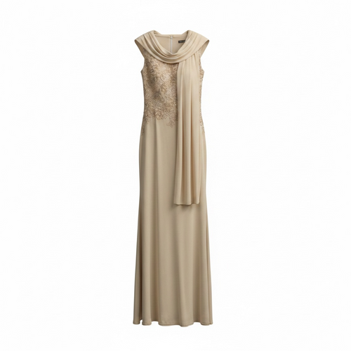 Anna Belle Champagne Lace Gown (with Wrap)