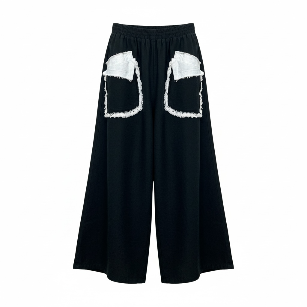 Simple Vanité Contrast Pocket Wide Leg Pants